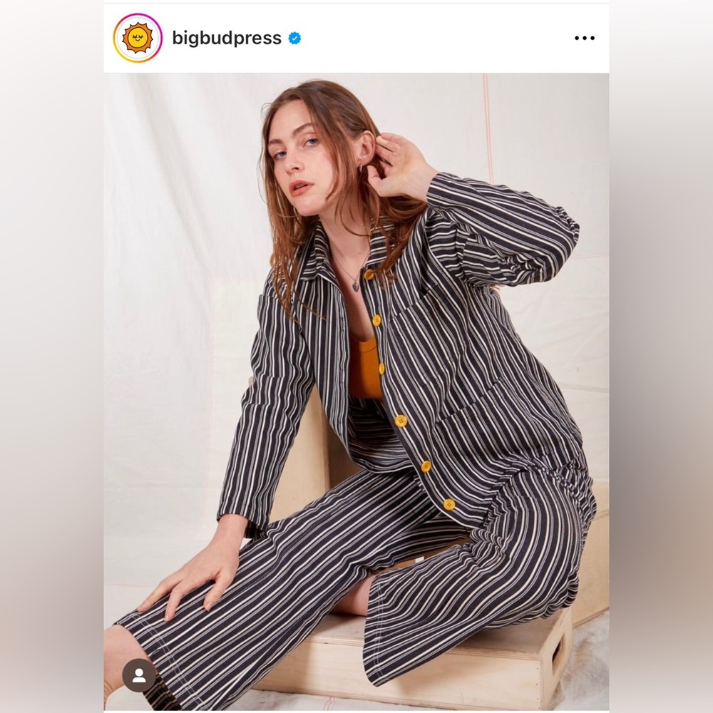 Black Frontier Stripe Work Jacket NWT by Big Bud Press